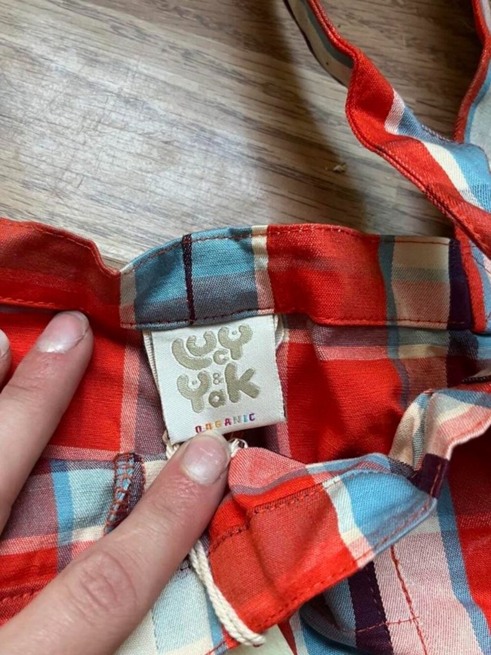 NWY Lucy & Yak Easton Dungarees Margot Print Orange Plaid Limited Edition Medium - Picture 2 of 2
